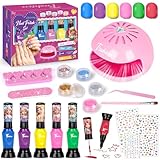 Nagellack für Kinder, Geschenke Mädchen 6 7 8 9 10 Jahre, Peel-Off Kindernagellack Ungiftig, Geburtstagsgeschenk Spielzeug für Mädchen 5-12 Jahre Kinder Nagelstudio 3-in-1Nagellackstift Nageltrockner