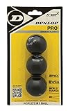 Dunlop Squashbälle Pro doppelGelb, 3 Stück im Blister, Offizieller Turnier-Squashball