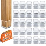 35pcs Stuhlbeinkappen Eckig, Schutzkappen für Stuhlbeine mit Filz, Bodenschoner für Stühle, Klare Silikon Stuhlbeinschoner Zum Schutz von Böden, Groß(28-40mm)