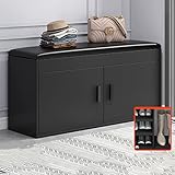 Eingangsbereich Schuhbank Eingangsbereich Schuhbank mit Stauraum, Eingangsbereich Schuhschrank, Schuhregal mit Pu-gepolstertem Kissen, Eingangsbereich Schuhtruhe Bequeme Bank,A