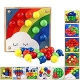 ENIKMOSD Mosaik Steckspiel ab 2 3 4 5 Jahre,Holz Steckspiel Montessori Spielzeug für Kinder,Kinderspiele zum Farbenlernen Pädagogisches Lernspielzeug Geschenk für Kinder Mädchen Jungen