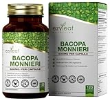Ezyleaf Brahmi Kapseln 500mg Bacopa Monnieri 50% Bacoside | 120 Brahmi Kapseln | Bacopa Monnieri Extract, Ayurveda | Vegan, Gentechnik-, Allergen- & Glutenfrei | Hergestellt in GB