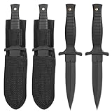 KOSxBO 2er SET Knife Dolch Outdoor Messer in Schwarz Gesamtlänge 23cm perfekt als Survival Messer feststehende Klinge Bushcraft incl. Holster