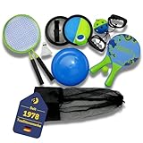 BEST SPORTING Beach Game Set I 5 Verschiedene Strand-Spiele I Outdoor Strandspiele Erwachsene I Beachball-Set XXL I 11 teiliges Strand-Spiel Set für bis zu 10 Personen I mit Mesh-Beutel