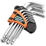 Hinrichs 9 tlg. Innensechskantschlüssel Satz Metrisch - Innensechskant Satz mit Kugelkopf - Sechskantschlüssel Set Fahrrad - korrosionsbeständiges Schlüssel Set – Hex Key, Allen Keys