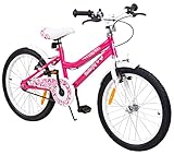 Actionbikes Kinderfahrrad Butterfly 20 Zoll - Kinder Fahrrad für Mädchen - Von 6-9 Jahren - V-Brake Bremse - Freilauf - Kettenschutz - Fahrräder - Laufrad - Kinderrad (Pink/Weiß)