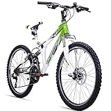 Bergsteiger Montreal 20, 24 Zoll Kinderfahrrad, geeignet für 6,7, 8, 9, 10, 11, 12, 13 Jahre,18 Gang-Schaltung, Mountainbike mit Vollfederung, Jungen-Fahrrad, Mädchen-Fahrrad