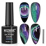 MIZHSE Cat Eye UV Cel Nagellack 9D Cat Eye Gel Nail Polish Gel Nägel Glitzer 10ml mit Magnet Einweichen aus UV Nagellack Glitzer Holografischer Cateye Magnet zum Home DIY Maniküre Nagel Studio