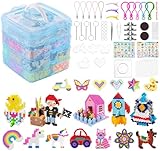 adorbox 14900 Stück Bügelperlen Set, 36 Farben 5MM Steckperlen mit 6 Bügelperlen Platten, 4 Stück 6 Raster Blau Sortierbox 120 Muster 5 Bügelpapier Zubehör, für Geburtstag Weihnachten Geschenk DIY
