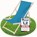 Melko Liegestuhl klappbar Strandstuhl aus Holz Holzliege Garten Faltliege Hellblau Gartenliege