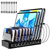 USB Mehrfach Ladegerä, Ladestation Mehrere Geräte, Ladestation für mehrere Geräte, Aluminium 5X Type-C 5X USB-A, 60W