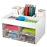 Miiepls Schreibtisch organizer, Platzsparendes Desk Organizer mit 4 Schubladen Schreibtisch Organizer Schubladen, Multifunktionaler Schreibtisch Organizer für Schreibtisch Schule Home Office