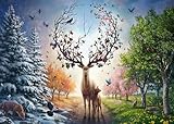 Ravensburger Puzzle 12001088 - Der magische Hirsch und die Vier Jahreszeiten - 1000 Teile Puzzle für Erwachsene und Kinder ab 14 Jahren, Tier-Puzzle Hirsch