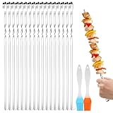 24 Stück Grillspieße Edelstahl, 30cm Schaschlikspiesse Grill Kebab Spieße Flacher Edelstahl-Grillspieß Vermeiden Sie Rostbildung, für Grillpartys im Freien und im Garten (A)