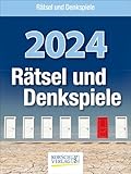 Rätsel und Denkspiele 2024: Tages-Abreisskalender mit Rätseln und kniffligen Denkaufgaben I Aufstellbar I 12 x 16 cm