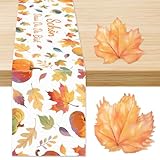 Tischläufer Herbst,Geburtstag Deko Servietten 20 Stück,Mode Orange Kürbisse Blätter Herbst Tischläufer,Herbstlicher Läufer,Ahornblatt Läufer,für Drinnen und Draußen Herbstfeste Wohnkultur.