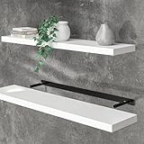 Casaria® Wandregal Weiß mit Halterung 50-110cm Schwebend 15kg Tragkraft Küche Wohnzimmer Büro Flur Bad Schweberegal Regalbrett Hängeregal Matt 110cm