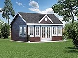 Alpholz Gartenhaus Clockhouse-XL aus Massiv-Holz | Gerätehaus mit 44 mm Wandstärke | Garten Holzhaus inklusive Montagematerial | Geräteschuppen Größe: 550 x 400 cm | Satteldach