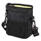HANWELL Futterbeutel für Hunde Leckerlies, Hundeleckerlitasche mit PooSpender-Verstellbarer Taillen/Schulterriemen, Mehrfachtaschen für Tragende Hunde Kibble und Spielzeug - Wasserdichtes, Schwarz