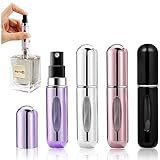 Gigmeta 4 Stück Parfümzerstäuber, 5ml Nachfüllbar Leer Reise Parfüm Zerstäuber, Mini Portable Sprühflasche mit Fenster, Flaschen für Handtasche, Ferien, Glas