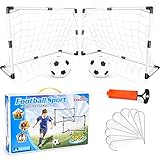 Dreamon 2er Set Kinder Fußballtore mit Fußball,Tore und Pumpe Fussball Interaktiv Minitore Spielzeug Sportspaß für Garten Indoor