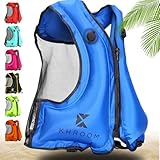 Khroom aufblasbare Schwimmhilfe Schwimmweste Erwachsene | 150-210 cm Körpergröße, bis 100 kg | Auftriebsweste Schnorchelweste ab Jugendliche | Schnorcheln, Kajakfahren und SUP (V2 Blau)