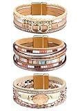 Milacolato 3Pcs Leder Wickelarmbänder für Damen, Boho...