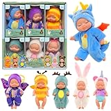Miunana Babypuppe, Mini Puppe, Mini Babypuppen, 6 Stück Baby Mini Puppen, Waschbares PVC-Material, Realistische Bewegliche Babypuppe, Puppenspielzeug für Mädchen und Kleinkinder