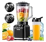 GDOR Professional Smoothie Maker 1200W Standmixer Glas 5 Programme Blender 1,5L Glasbehälter&700ml To-Go Becher Kombi Hochleistungsmixer für Smoothies Shake Eiscrushen Gefrorenes Obst Selbstreinigend