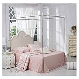 Moskitonetz-Rahmen aus Edelstahl für Einzel-/Doppel-/King-/Super-Kingsize-Bett, 4 Eckpfosten, Bettrahmenhalterung mit 16 mm Durchmesser, 2,2 m Höhe, Metallbettnetz, Überdachungen für Mückenschutz