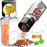 Havenhaus Salz und Pfeffermühle mit Keramik Mahlwerk stufenlos verstellbar | 2x kleine Gewürzmühle [120ml] ideal für Tisch & Küche | Modernes Set Salzmühle und Pfeffermühle klein