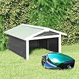 Homgoday Roboter-Rasenmäher Garage 72x87x50 cm Grau Weiß Tannenholz Rasen, Garten Model170879
