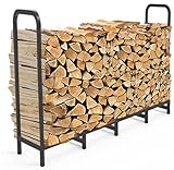 Artigarden Brennholzregal 162 cm, Verstellbar & Stabiler Feuerholzständer für Kamin, Innen & Außen, Metall Holzstapelhalter, Regal für Kaminholz, Schwarz
