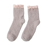 S2v Fuzzy-Socken für Damen mit Griffen, Plüsch-Socken, kuschelige Socken, Schlafsocken, Winter, weiche Socken, Baumwolle, Damensocken (Khaki, Einheitsgröße), khaki, Einheitsgröße