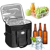 Glanxy Kühltasche Klappbare 16L, Kühlbox Tragbare Eistasche Faltbar, Thermotasche, Picknicktasche, Lunchtasche, Warmhaltetasche, Tiefkühltasche Isoliertasche Thermo Isolier Tasche für Büro Arbeit