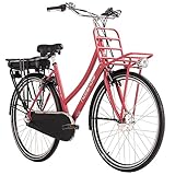 Adore E-Citybike Damen Hollandia Carry on 28'' E-Bike rot 250 Watt Li-Ion 36V/13 Ah 3 Gänge