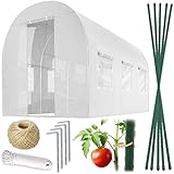 Plonos Folientunnel Gewächshaus Mit Rahmen Stahl Set Mit Pflanzenstützen Zubehör 2 x 3 x 2 m 6m2 Weiß