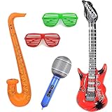 5 Stück Fotobox Accessoires, Aufblasbare Gitarre, Luftgitarren zum Aufblasen, Fotobox Accessoires Hochzeit, Luftgitarre, Gitarre Aufblasbar, Fotobox Accessoires Geburtstag