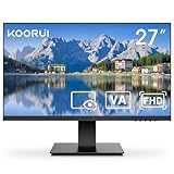 KOORUI 27 Zoll Monitor,75Hz, VA, 1080P, 5ms, PC Bildschirm aufhängbar, Rahmenlos, HDMI, VGA, Neigungsverstellbar, Augenpflege, VESA-Wandmontage Schwarz