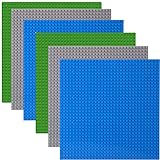 6 Kompatibel mit Bauplatte Lego Classic, Platten-Set Bauplatte Kompatibel mit Meisten Marken, Grundplatte,Grüne Blaue Graue Grundplatte,25.5 * 25.5cm