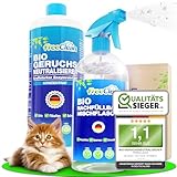 FreeClean® Bio Geruchsneutralisierer Konzentrat 1000ml [EXTRA STARK OHNE CHEMIE] Enzymreiniger Katzenurin inkl Mischflasche - Hochkonzentrierter Geruchsentferner als Textilerfrischer - Made in DE