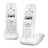 Gigaset AS405 Duo Schnurlostelefon DECT/GAP, Weiß [Französische Version] (generalüberholt)