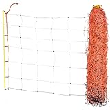 Kerbl Hobbyfarming ClassicNet, mobiler Weidezaun, Weidenetz, Einzelspitze, orange, 50m x 90cm, 13 Pfähle, 3 Jahre Garantie auf UV-Stabilität