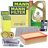 MANN-FILTER 1x MANN-FILTER Ölfilter, 1x MANN-FILTER Kraftstofffilter, 1x MANN-FILTER Luftfilter, 1x MANN-FILTER Innenraumfilter (Aktivkohlefilter), 1x Motoröl 5W-30 LL EDGE FLUID TITANIUM 5 Liter