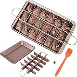 REDO Brownie Pfanne mit Teilern, 18-Hohlraum und 12 by 8 Zoll, Non-Stick Divided Brownie Dose zum Backen/Precut Brownie Tablett für professionelle Scheiben (Champagner Gold)