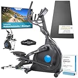 Skandika Crosstrainer CardioCross Carbon Champ Ellipsentrainer mit 24,5kg Schwungmasse, Magnetbremssystem | Multifunktionscomputer, Bluetooth, Kinomap inkl. Bodenschutzmatte | bis 150kg