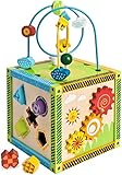 Eichhorn 100002235 buntes Spielcenter, Motorikwürfel mit Motorikschleife, Uhr, Motorikspiel, Drehspiel und 5 Steckbausteine, für Kinder ab 1 Jahr, Größe: 20x20x36 cm