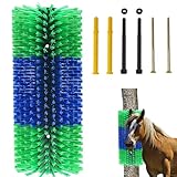 Universal Kratzbürste Pferd mit 4 Schrauben Halbrunde Pferdebürste 45cm Kuhbürste Massagebürste für Schaf Pferd Kuh Schweine, Langlebig und Elastisch