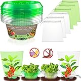 【24 Stück】12 Stück Schneckenkragen mit 12 Stück Insektenschutz-Taschen, Schneckenschutz, Schneckenzaun,Stabil Schneckenkragen Effektiver Schneckenabwehr Schneckenschutzring Schützen Sie Ihre Kopfsalat