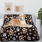 Awaytail Decke für Große Hunde Hundedecke Haustier Decken Auto Rückbank Sofa Bettdecke Waschbar Weiches und Warmes Vlies Katzendecken Pfotenabdruck,150x200cm